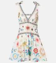 [Camilla] Camilla Embroidered linen and silk minidress AU 16 multicoloured
