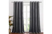 1 Pair Luxury Velvet Curtains Darkening Super Thick Soft Velvet Textured Drapes Thermal,Grey