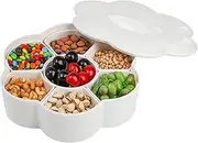 ZOOFOX Divided Serving Dish with Lid, Melamine Appetizer Tray with 7 Removable Compartment, Snacks Bowls for Chips and Dip, Veggies, Candy and Nut
