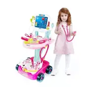 Kids Pretend Play Educational Doctor Cart Kit Medical Set Hospital Supplies PINK