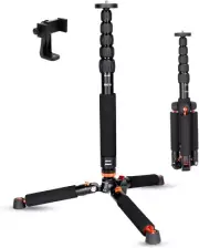 Camera Aluminum Monopod with Metal Tripod Base.6 Sections 18-69Inch Adjustable,