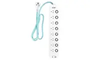 Crest Decord 1.2m 8-Way Office USB USB-C Power Board w Individual Switch White