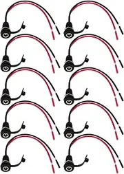 10Pcs DC Power Jack Socket 5.5 x 2.1MM Line Length 15cm with Waterproof Cover Cap DC Power Pigtails Cable for Digital Products Remote Controls