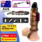 Men Extension Penis Sleeve G-spot Vibrator Sex Toys Cock Ring Bigger Longer AU