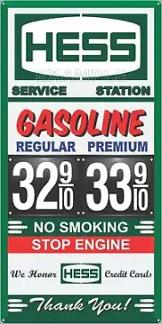 HESS GAS STATION PRICE PER GALLON OLD PUMP SIGN REMAKE ALUMINUM SIZE OPTIONS