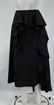 Acne Studios Black Hamina Poplin A-Line Skirt w/ Side Ruffle sz 42 NWT