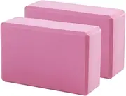 GANAZONO 2Pcs Thick Eva Yoga Brick for Fitness Dance Practice Non Slip Multi Purpose Yoga Props for Home Use Supports Balance Flexibility Lightweight Pink Design