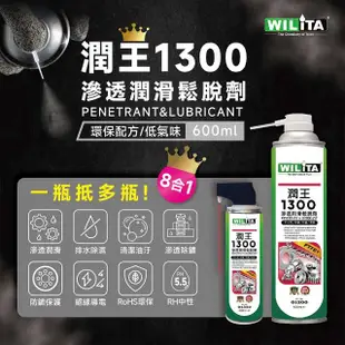 【WILITA 威力特】潤王1300滲透潤滑鬆脫劑300ml(便攜折疊瓶2入)