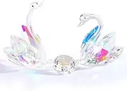 Set of 2 Crystal Clear Swans 20th wedding Anniversary Romantic Gifts for Wife Her, Glass Animal Collectibles Keepsakes Engraved 20 Years of Marriage Presents for Couple Unique Ornament for Home
