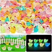 80PCS Luminous Mini Chicken Figurines Resin Miniature Animals, Figures Made of Resin Mini Light Chickens, Micro Landscape, DIY, Home Outdoor Party Decor