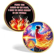 CHURYUML Born from The Flames 3 Year Sobriety Coin - Affirmation Three Year Sober Chip, Empowering Sobriety Gifts for Women Inspirational AA Coins Recovery Medallions Alcoholics Anonymous Token