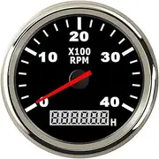 APTPKGDFDK Marine 52mm Digital Tachometer Car Truck Boat Tacho Gauge with Hourmeter Waterproof 0-9990RPM Temperature Meter(DS)