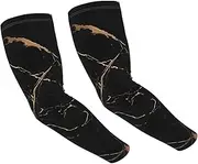 [FHEDVBN] Black Gold Marble Arm Sleeves Compression Arm Covers for Men Women Outdoor Sun Sleeves Cooling Sports Sleeve, Black