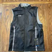 Under Armour Coldgear Loose Fit Mens Small Full Zip Reversible Vest Black Gray