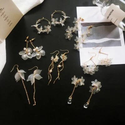 Women Earrings Long Hanging Flower Crystal Handmade Bohemia Boho Jewelry Gift
