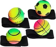 4Pcs Glow Dark Wrist Elastic Balls Sports for Relaxing Throwing for Outdoor Play Includes Basketball Baseball Football