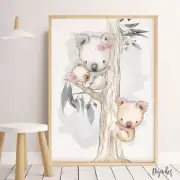 Baby, Nursery Wall Art Prints Australian Animals, Kangaroo, koala, Wombat prints