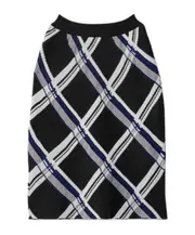 checked silk skirt S Black