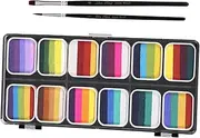12 Water-activated Face Body Painting Kit Blush Brush Makeup Set for Cosplay Professional Face Painting Kit for Adults Boys and Girls