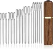 Large Eye Sewing Needles, 25 pcs 5 Sizes Tapestry Needle Embroidery Needles Yarn Needles with Wooden Needle Case Stainless Steel Wool Self Threading Needle for Hand Sewing DIY