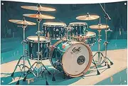 Art Decor Cool Drums Set Flag with Four Holes Wall Decoration Banner Wall Flag for Dorm Room Bar Outdoor Party Flags 23.6x35.4 in