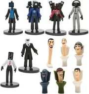 12pcs Skibi-Toilet Cool Character Action Figures - Deivil Toilet TV Boss Set