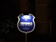 **NEW** BRINKS REFLECTIVE SECURITY YARD SIGN + 4 2-Sided Decals + SOLAR LIGHT