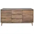 CAVAL SOLID MANGO TIMBER RETRO/SCANDI SIDEBOARD BUFFET TABLE LIGHT OAK 170CM