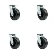6 Inch Phenolic Wheel Swivel Caster Set with Roller Bearing Service Caster Brand