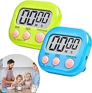 Digital Kitchen Timer 2 Pack, Large Magnetic Digital Kitchen Timer with Large Display, Loud Alarm, and Magnetic Back, Suitable for Kitchen, Work, Study, Fitness and Sports