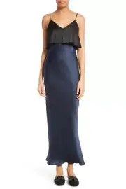 NWT DvF Diane von Furstenberg Tiered Blue Silk Maxi Dress size M or L MSRP 428$