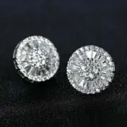 White Gold Plated 3Ct Baguette Cut Lab-Created Diamond Cluster Stud Earring