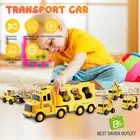 Kids Toddler 5 In 1 Truck Toy Car Set Excavator Crane Mixer Dumper Drill Yellow
