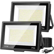 150W LED Flood Light Outdoor, 18000LM Brighter Work Light with 10FT US Plug, ...