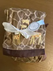 Koala Baby Brown 2 Giraffe Spots Print Baby Blanket Yellow New with Tags
