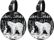 [KQNZT] Luggage Tags, 2 Pack Suitcase Tags, Leather Luggage Tags, Cute Luggage Tags, Luggage Tags 2 Pack, Christmas Polar Bear Rabbit