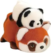 Panda Plush Toy - Red Panda Plush Reversible Cute Panda Cartoon Plush Toys, Red Panda Plush Toy, Soft Red Panda Plush, Cute Double-Sided Plush Toys, Plush Toy for Girls and Girls