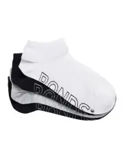 [Bonds] Womens Logo Light Low Cut Socks 4 Pack in White / Grey / Black