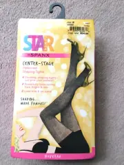 Spanx sz B Backdrop Black Nouveau Star Power Patterned Shaping Tights #2227 NWT