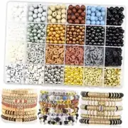 2220Pcs White Black Clay Beads Bracelet Making kit for Bracelets Jewelry Brown
