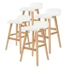La Bella 4 Set 65cm White Wooden Bar Stool Sophia Leather