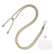 Phone Lanyard Adjustable Neck Lanyard with Transparent Patch Camel