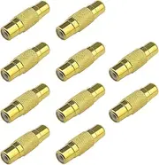 SING F LTD 10pcs RCA Female to RCA Female Coupler Connectors Gold Plated Straight-Through Audio Video Extender Adapters for Most Home Audio Device
