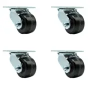 3.25 Inch Phenolic Wheel Swivel Caster Set with Ball Bearings Service Caster