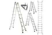 Pro 5.1M Folding Aluminium Multipurpose Ladder W/ Workshelf Platform Spring Assisted Rapid Safety Lock Adjusters Ladders
