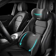 Sothuba Car Lumbar Support Pillow and Car Neck Pillow Kit, Ergonomic Car Seat Headrest & Lumbar Cushion with Adjustable Strap for Neck Back Pain Relief, for Office Chair/Truck/Wheelchair (Black)