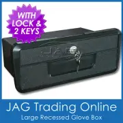 LARGE BLACK RECESSED STORAGE GLOVE BOX WITH LOCK & 2 KEYS - Boat/Caravan/Car/4x4