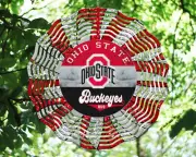10" Ohio State Buckeyes OSU Bucks Hanging Wind Spinner Yard Decor Kinetic rws111