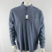 johnnie-O 1/4 Button Long Sleeve Shirt Mens XL Blue Striped Sylvester $148