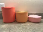 Tupperware Basic Bright Large Rounds Set Of 3-Canisters